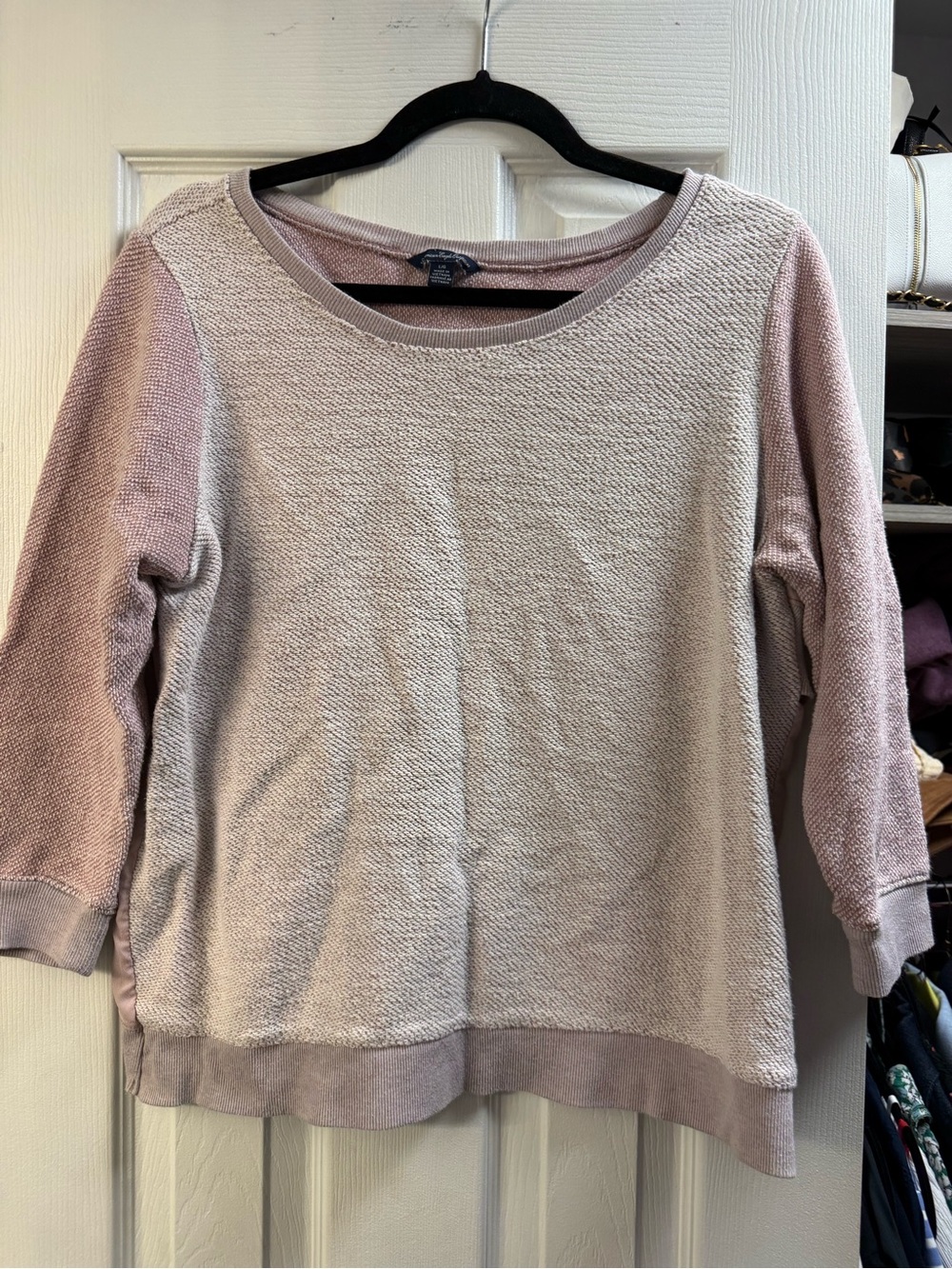 American Eagle Outfitters Dusty Pink Scoopneck Textured Sweater